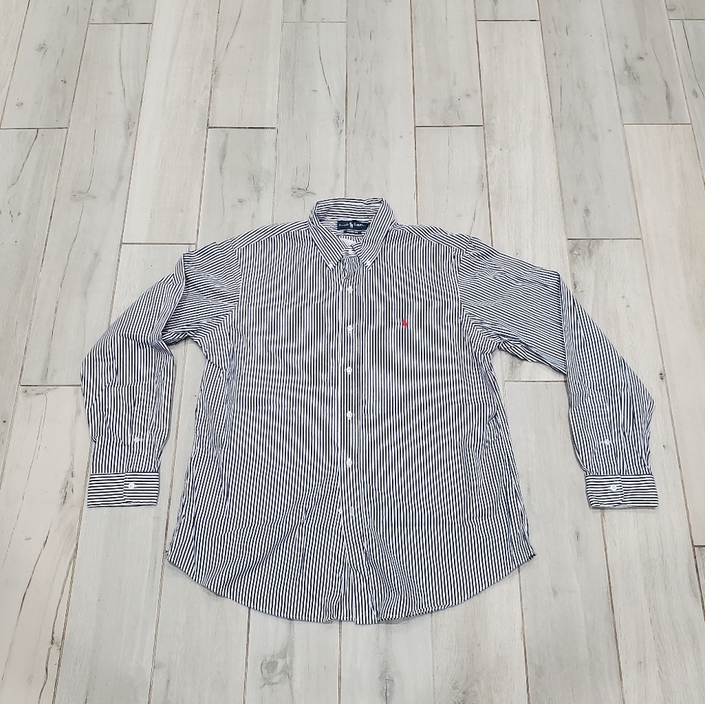 Ralp Lauren Polo Stripe Long Sleeve Dress Shirt